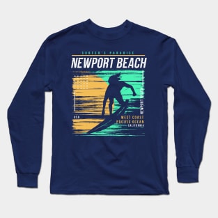 Retro Surfing Newport Beach, California // Vintage Surfer Beach // Surfer's Paradise Long Sleeve T-Shirt